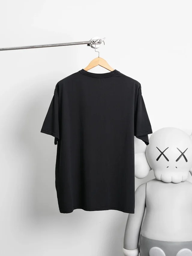 Item ID 9032 Acne 1996 flocking logo printed round neck loose short sleeved T-shirt in blackbeige