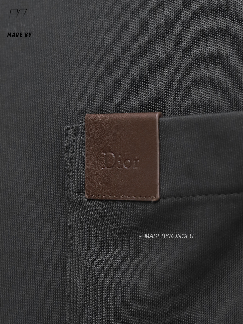 D1or Leather patch pocket washed tee