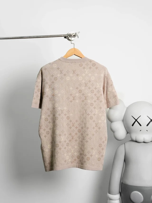 Item ID 9034 1V Early Spring Men's Series Full Print Old Flowers MONOGRAM Round Neck Shirt Jacquard Pattern Short Sleeve