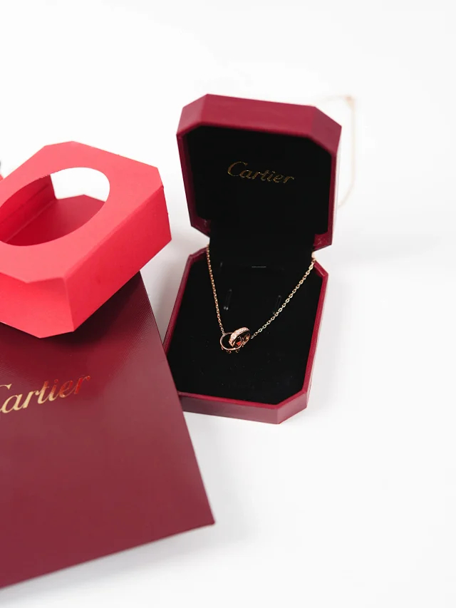 Item ID 9056 CARTNER 520 Series LOVE Classic Screw Half Lay Diamond Plated 18k Gold Gold Necklace Couple's Rose Gold
