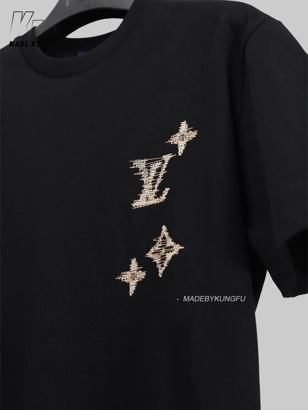 1V Fuzzy embroidery tee