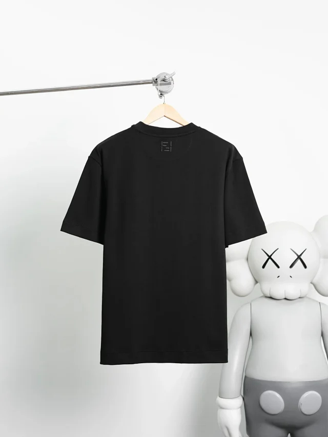 Item ID 9058 FE thick and heavy feeling woven and dyed drawstring round neck pullover, satin ribbon drawstring, patch bag, short sleeved shirt
