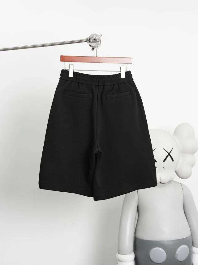 Item ID 9064 D1OR Dark Jacquard Cotton Blended Plain Knitted Oblique Printed Casual Shorts