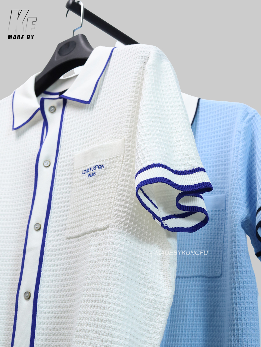 1V waffle knit shirt