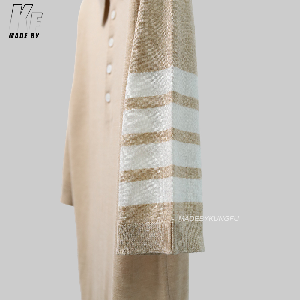 TB mulberry silk wool blended knitted polo