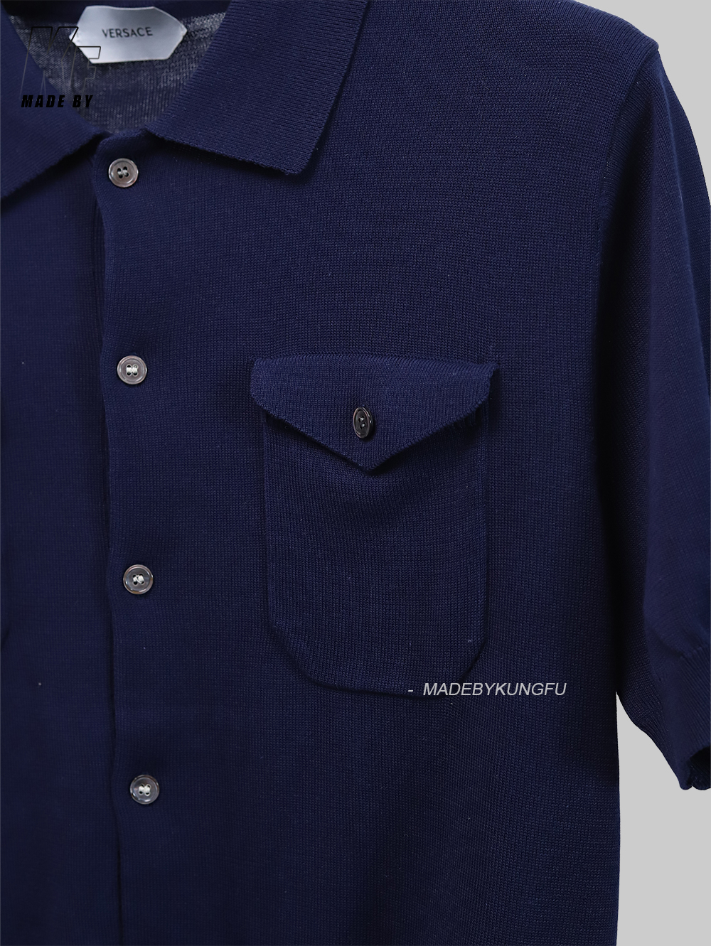 VERSACE knit Button UP Polo