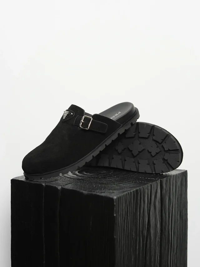 PRA Metal Triangle Brand Series Strap Muller Shoes Baotou Boken Shoes