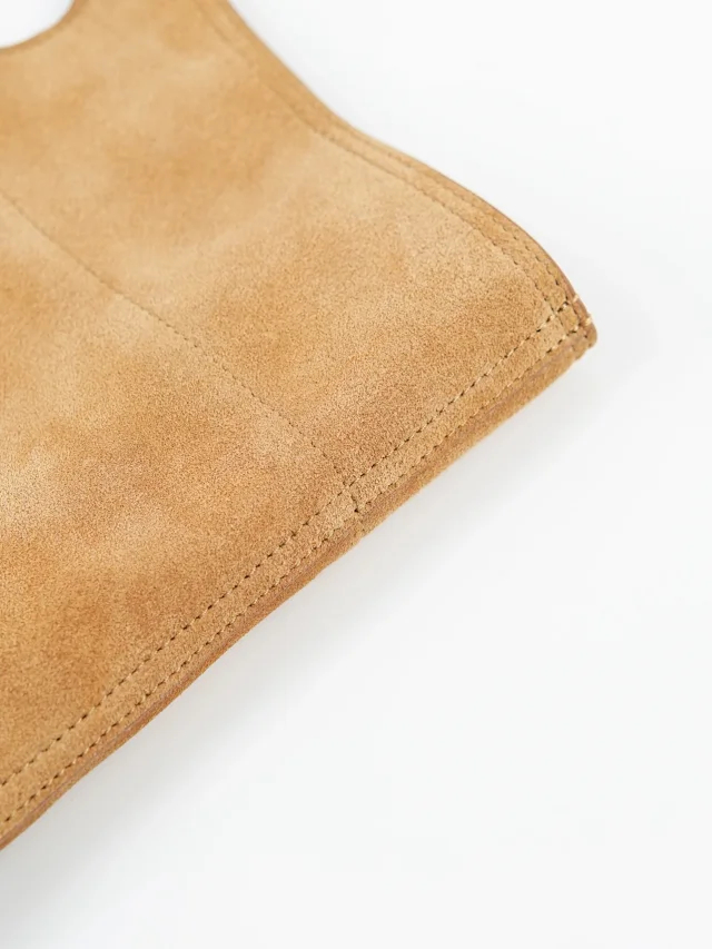 Item ID 9088 LOE Bob special structure hand-held hollowshoulder bag imported thick suede foldable design leather patch cowhide