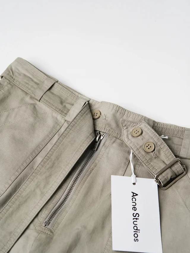 Item ID 9091 Acne SS26 Big Factory Stained and Washed Solid Color Zipper Work Pants Pocket Casual Pants