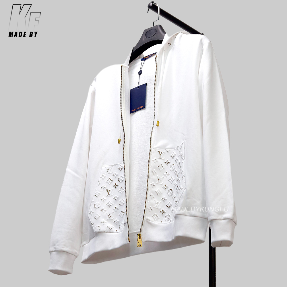 1V Embossed ink zip hoodie