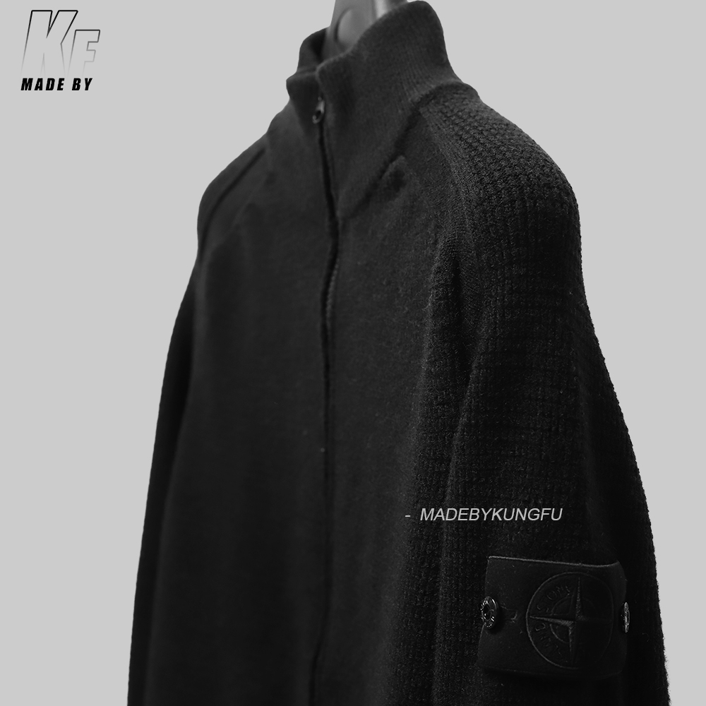 SI Ghost waffle wool knit cardigan