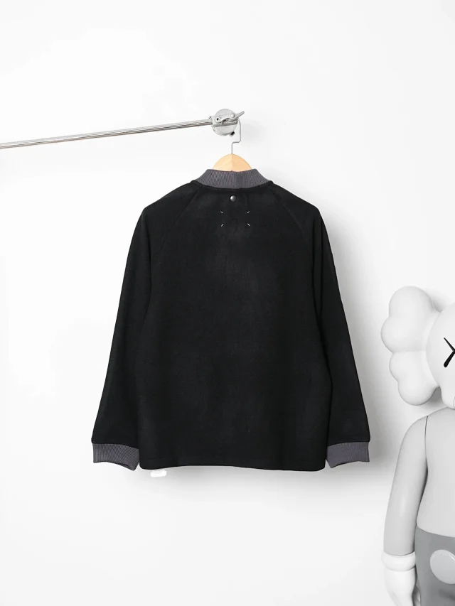 Item ID 9109 Maison Margiela Wool and Cashmere Blend Fabric Woolen Coat, Double-Zipper Design, Patchwork Knitted Zipper Long-Sleeve Jacket Coat