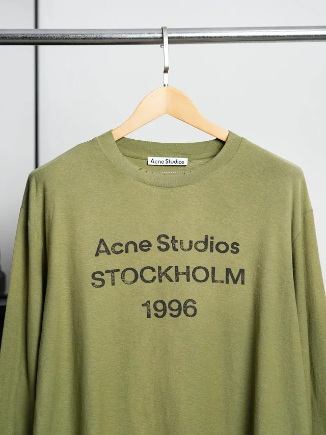 Item ID 9114 Acne 1996 Series Classic Chest Retro Logo Pattern Round Neck Long Sleeve T-shirt
