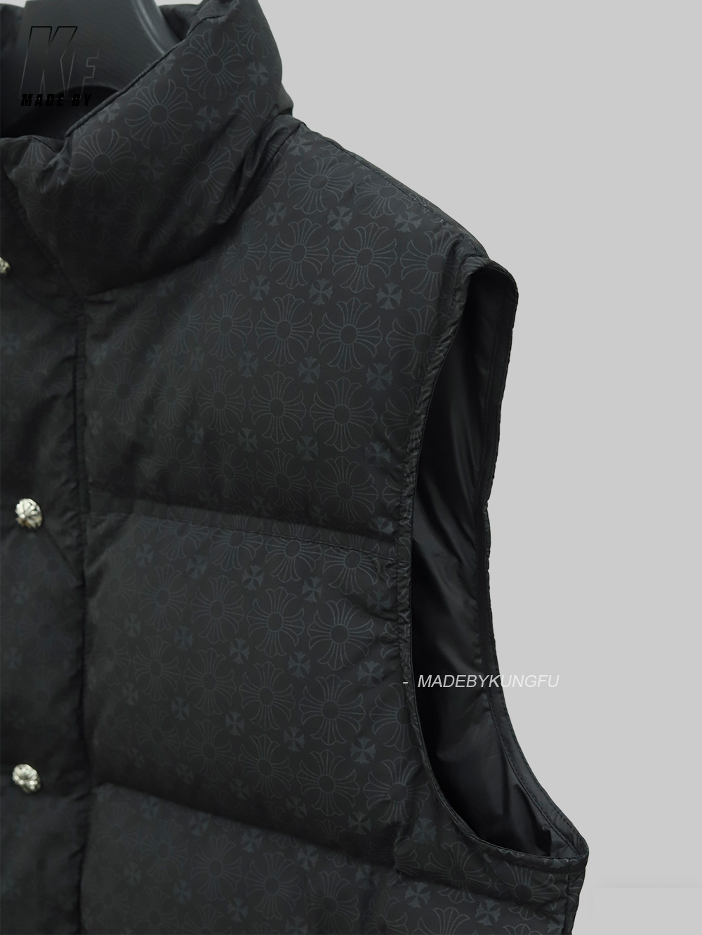 克罗心羽绒马甲 暗纹黑