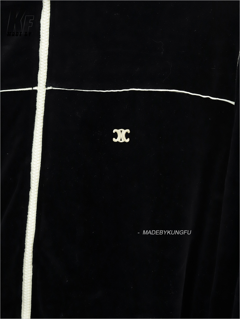 celine赛琳拉链绒感夹克 黑色