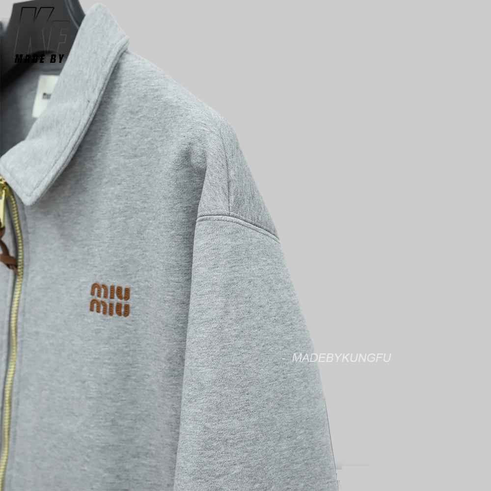 MiuMiu领子拉链外套 灰色