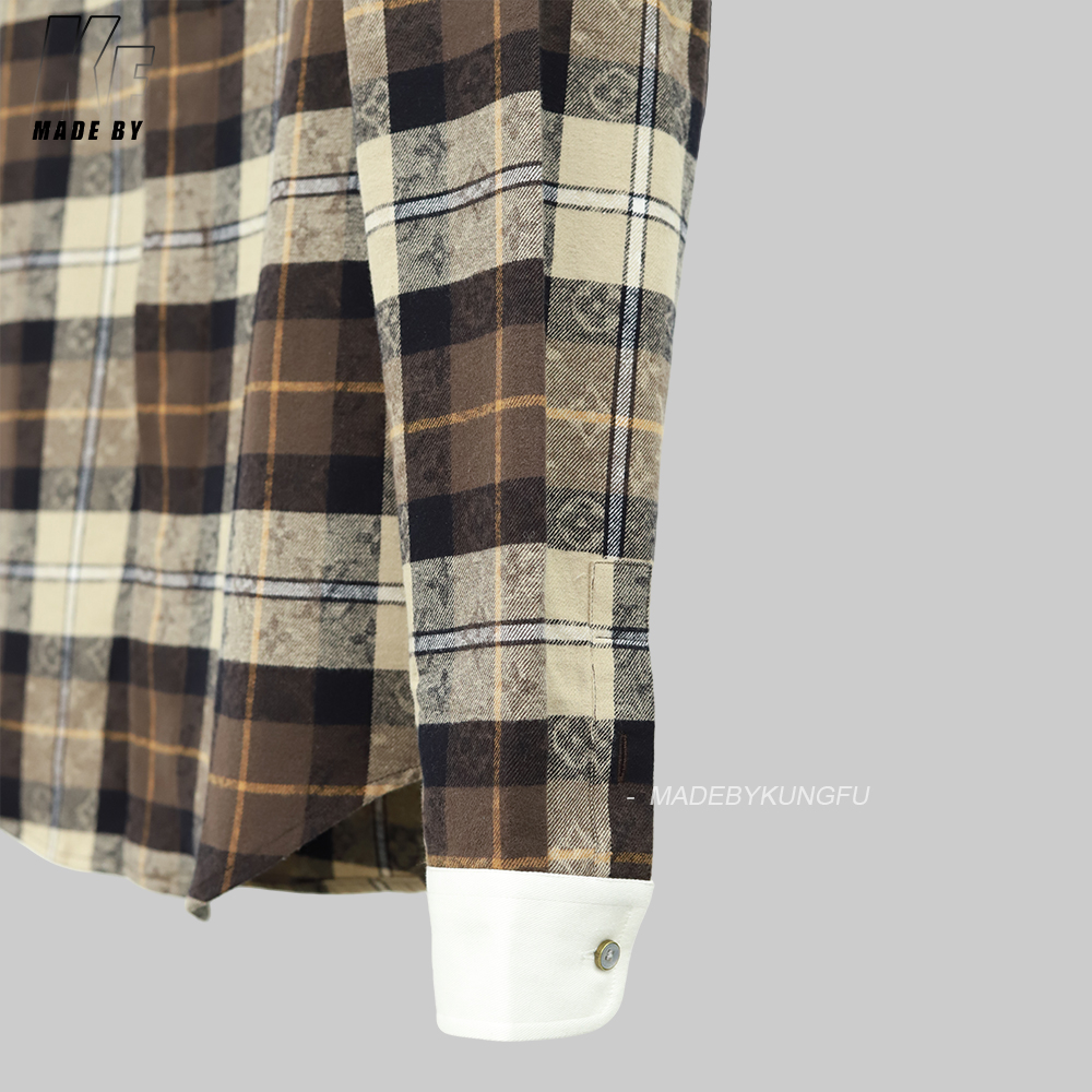 LV 格子印花衬衫 咖色