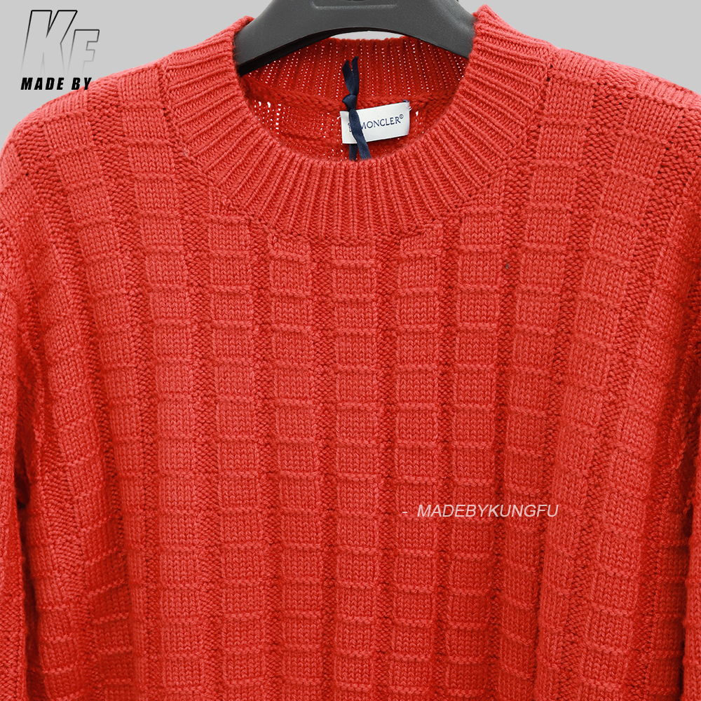 Moncler方块圆领毛衣 红色