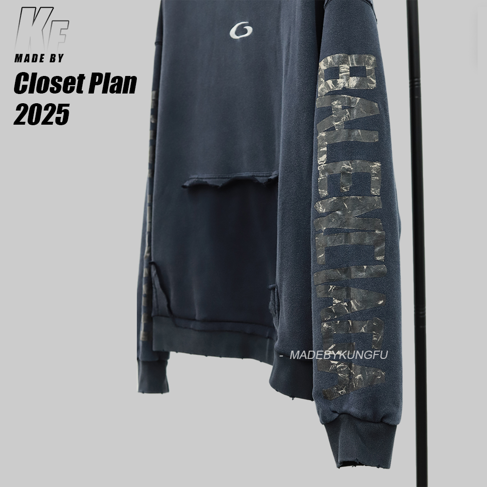 BLCG vintage washed type hooded hoodie