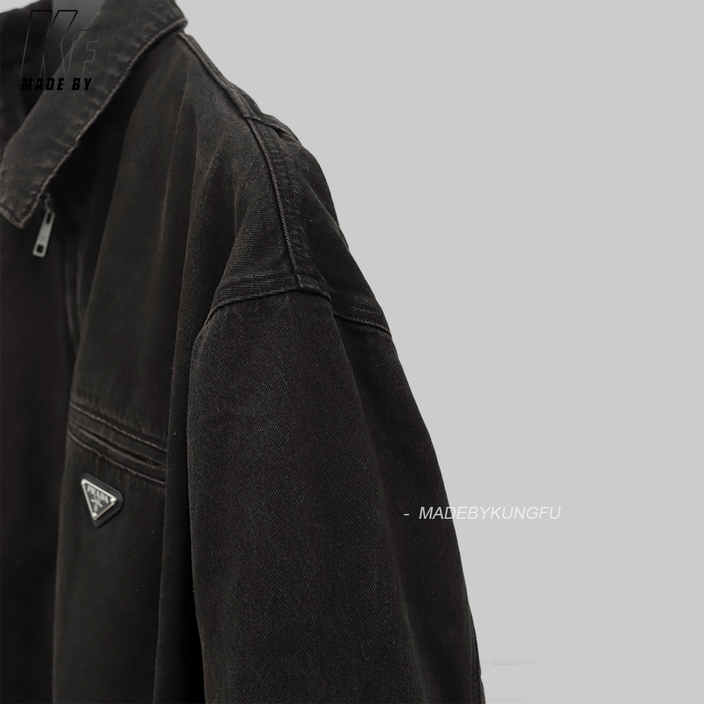 PRADA做旧飞行员拉链棉服 棕色