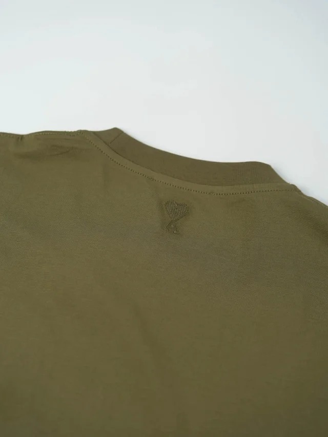 Ami Crochet Letter Round Neck Short Sleeve Night Osmanthus Green