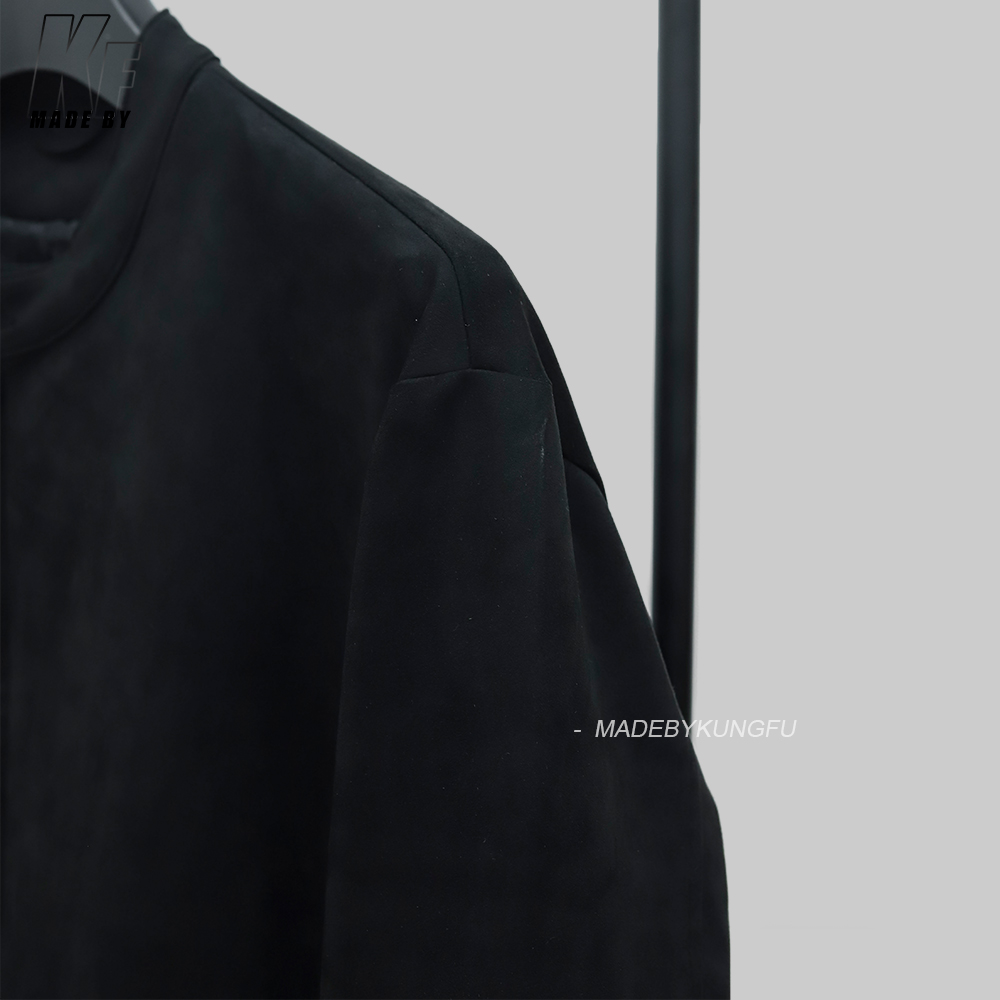 克罗心顺滑棉质拉链夹克 黑色