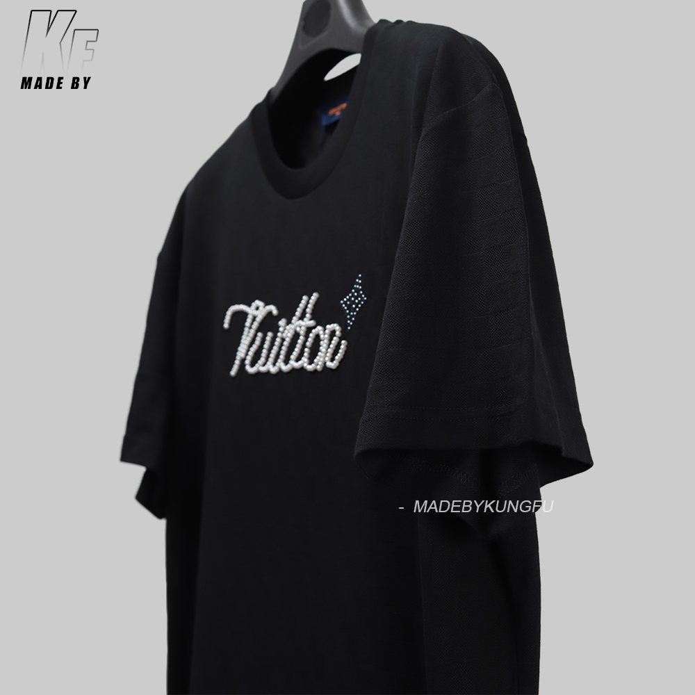 1V checkered jacquard jewelry tee