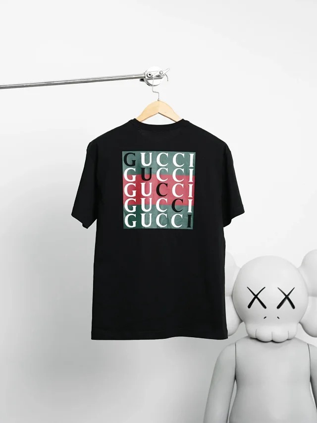Item ID 9015 GUC Cotton letter printed round neck loose short sleeved shirt