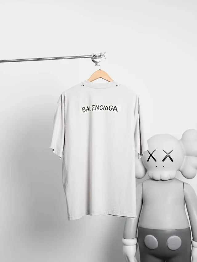 Item ID 9051 BLCG Pattern Paper Series Short Sleeve Retro distressed Round Neck T-shirt Regular Version