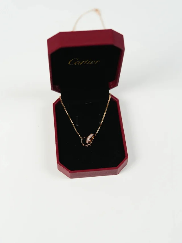 Item ID 9056 CARTNER 520 Series LOVE Classic Screw Half Lay Diamond Plated 18k Gold Gold Necklace Couple's Rose Gold