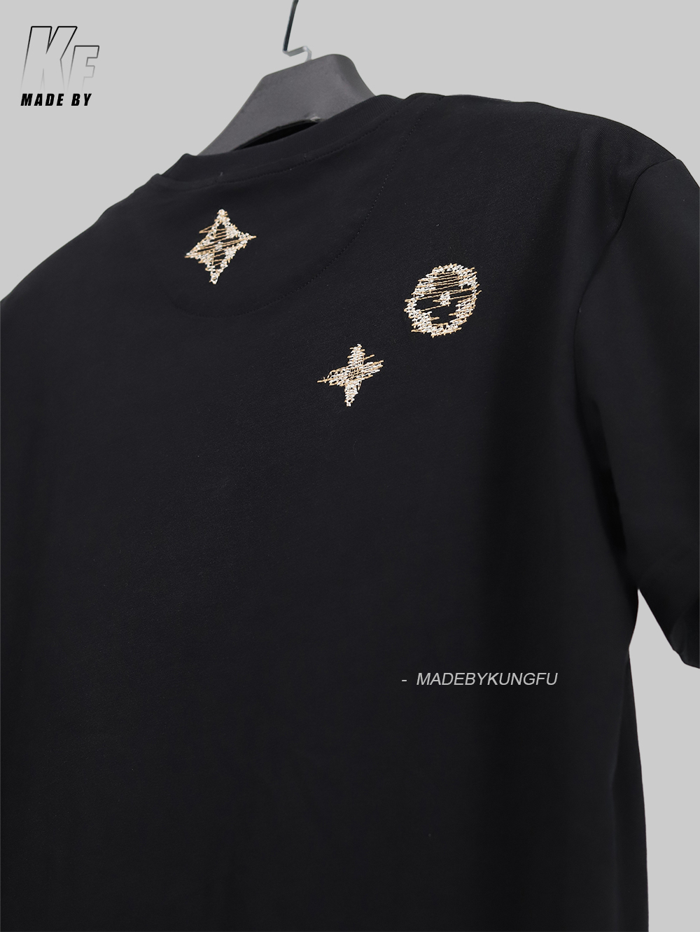 1V Fuzzy embroidery tee