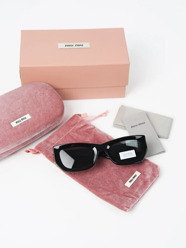 Item ID 9073 M1U Exclusive Hardware Accessory with letter carving, irregular shaped temple, black sunglasses, available in prescription