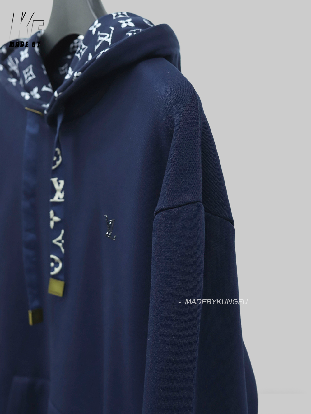 LV连帽抽绳印花卫衣 蓝色