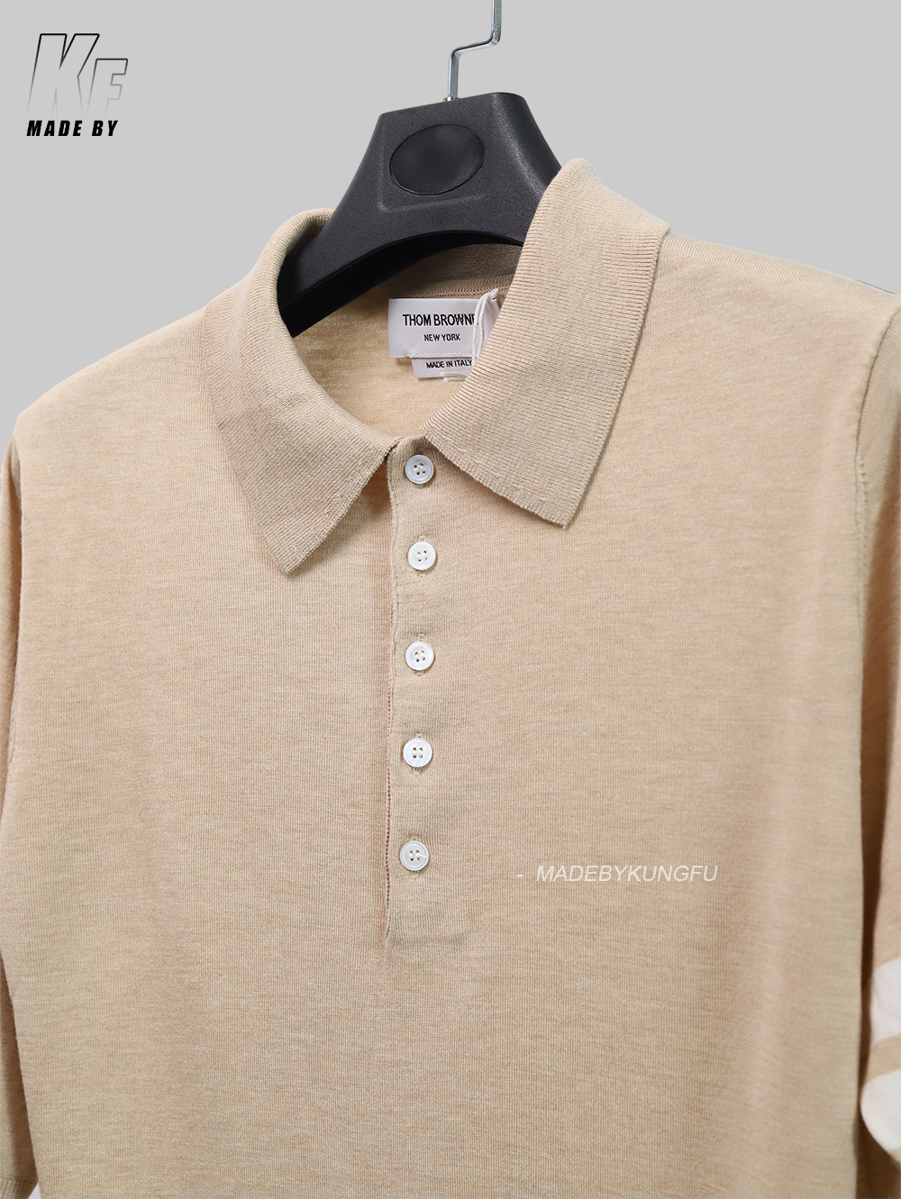 TB mulberry silk wool blended knitted polo
