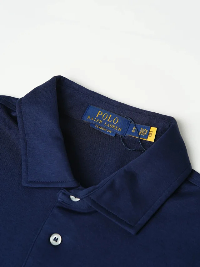 Item ID 9082 RL SS26 Pony Logo Button Long Velvet Elastic Fiber Original Embroidery Front Sleeve Polo Shirt