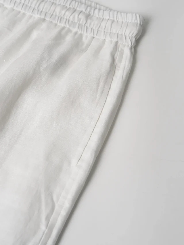 Item ID 9094 Loro 100% Natural Linen New Customized Hardware Solid Color Breathable Linen Four hole Button Casual Pants