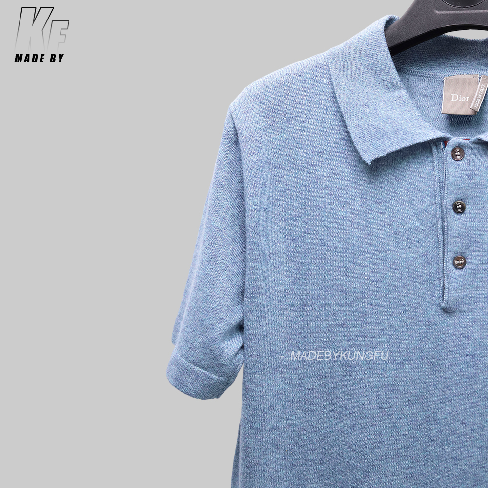 D1or wool blended knitted polo shirt