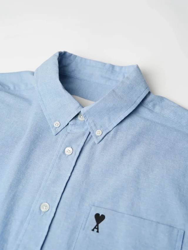 Item ID 9097 Ami Paris Natural Shell Button Pure Cotton Youth Cloth Embroidery ADC Heart Box Long-sleeved Shirt