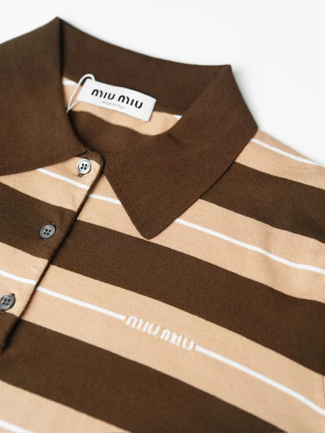 Item ID 9105 M1UM1U Dyed yarn, flatbed machine circular knitting SS25 summer series cotton knitted embroidered logo polo shirt,