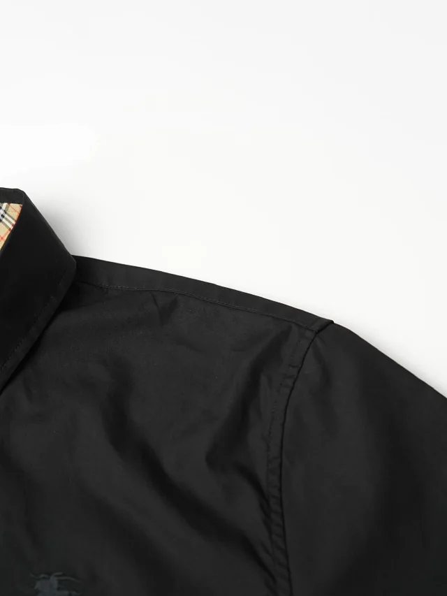 Item ID 9098 BBR Battle Horse Embroidery Dye-to-Color Yarn 40-Count Mercerized Twill SS26 Long-Sleeve Checkered Rolled-Edge Cotton Poplin Shirt