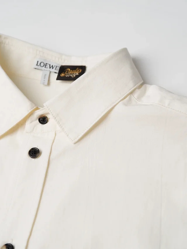 Item ID 9104 LOE SS26 80_Lysell + 20_Polyester Unique wood pulp fiber texture, lapel, button chest pocket, logo embroidery, long-sleeved shirt, loose version, men's style