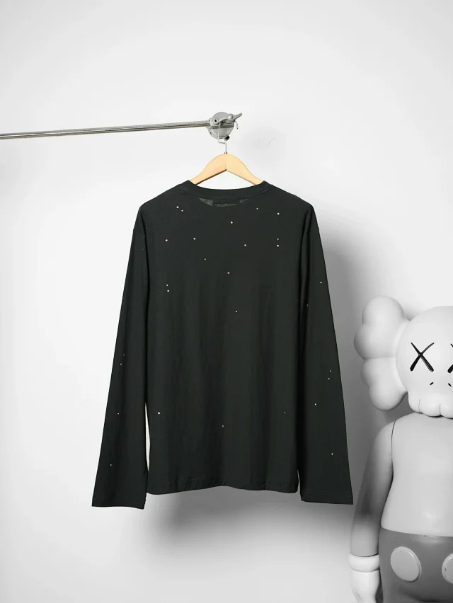 Item ID 9094 Acne FW25 Imported Mirror Patch 1996 Series Classic Starry Sky, Distressed Vintage Casual Long-sleeved T-shirt