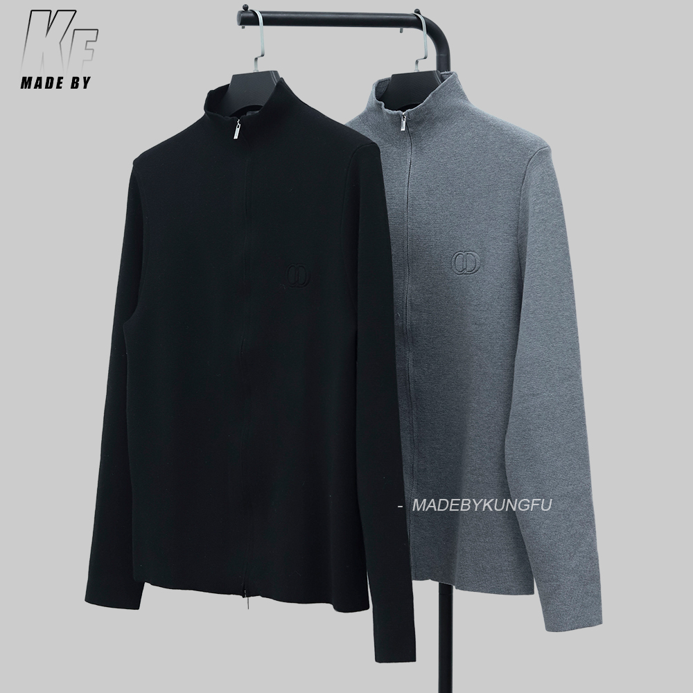 Dior立领拉链毛衣 灰色