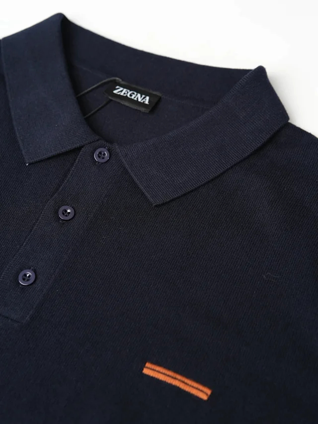 Item ID 9120 Zegna high count fixed dye fabric island cotton knitted Polo long sleeved autumn and winter collection