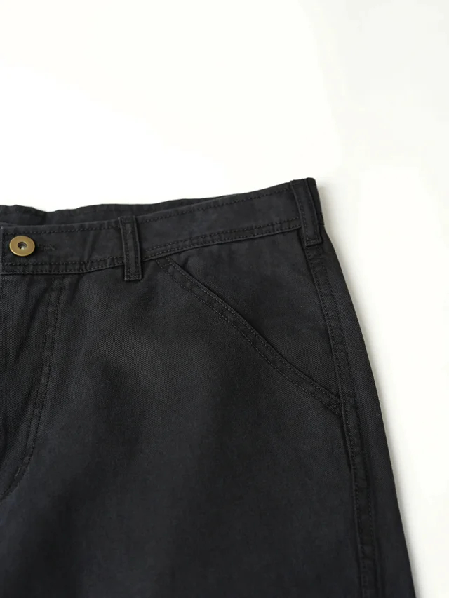 Item ID 9123 Magira washed twill straight leg denim pants, loose straight leg solid color pocket pants