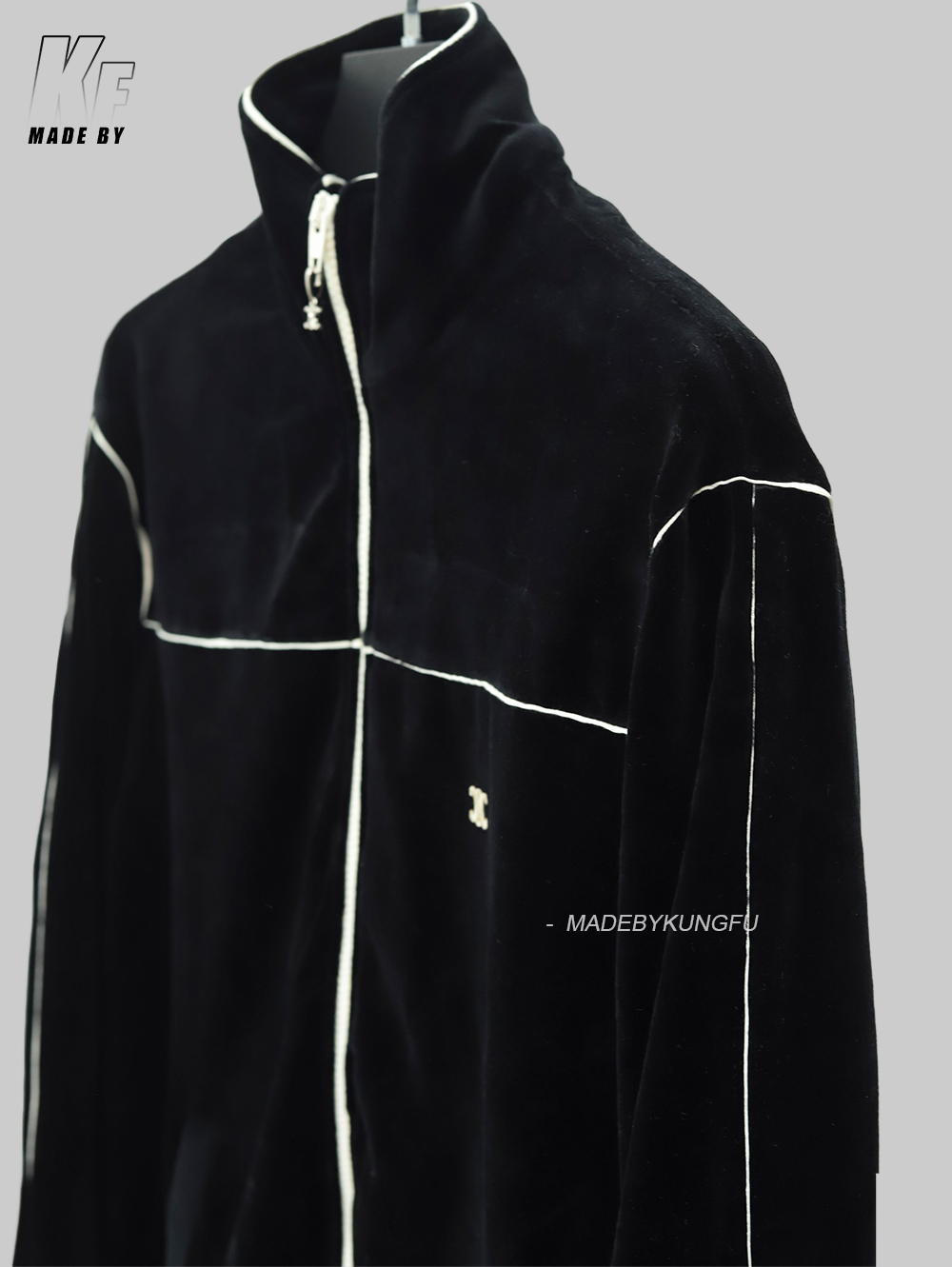 celine赛琳拉链绒感夹克 黑色