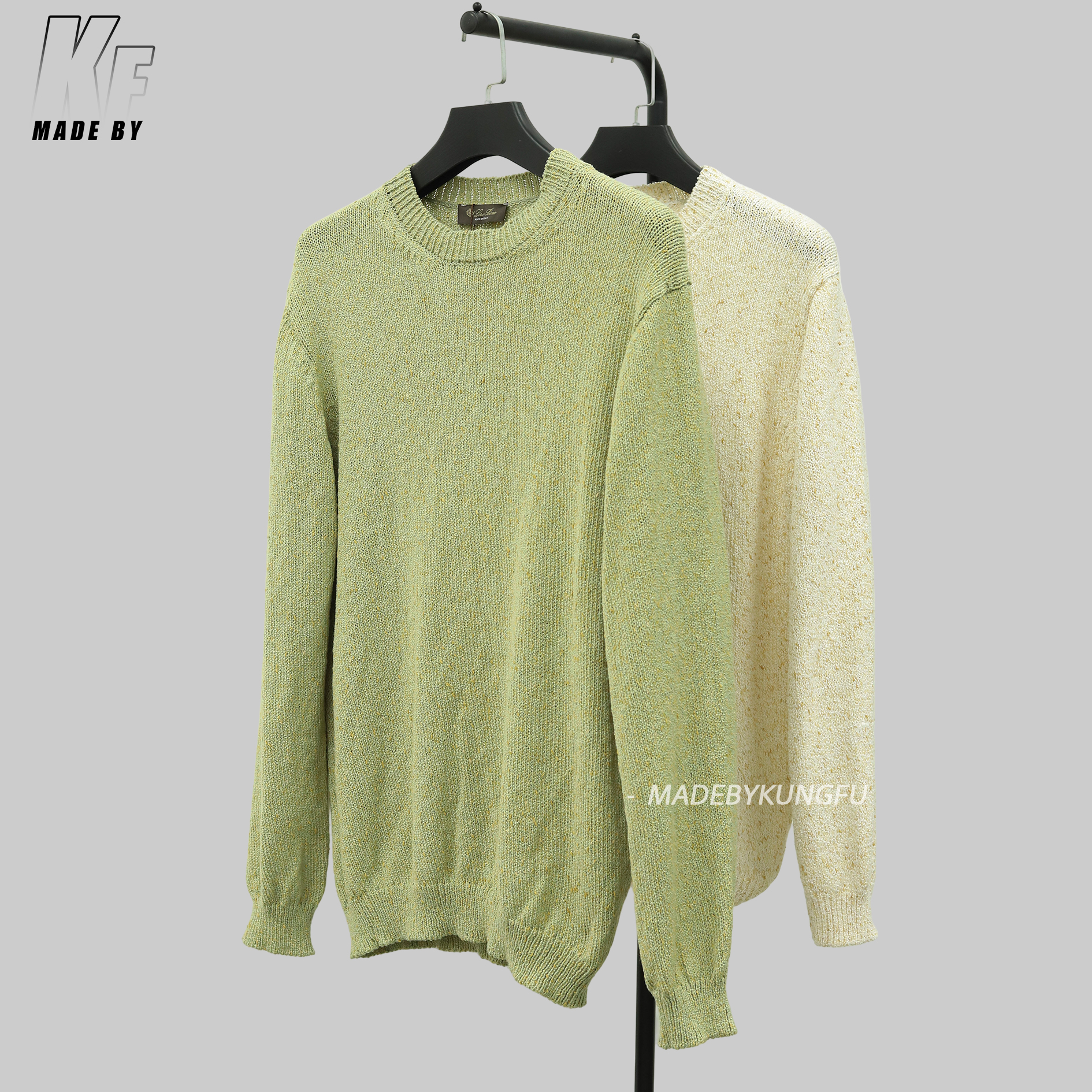 LP套头亚麻点毛衣 米色