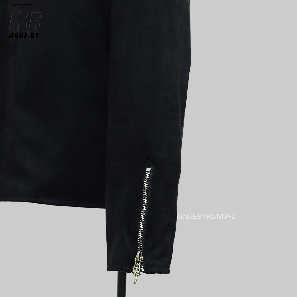 克罗心顺滑棉质拉链夹克 黑色