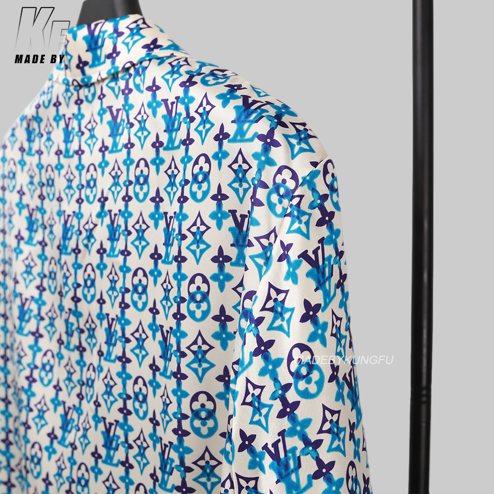 1V mulberry silk blended Cuban collar shirt