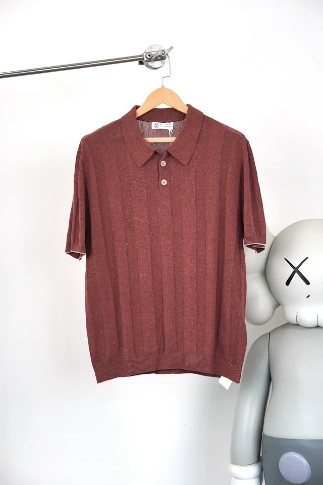 Item ID 9028 BC Two Color Brunello Cucinelli SS26 15% Linen Blended Wide Ribbed Cotton Hemp Knitted Polo Shirt Standard Edition Men's Edition